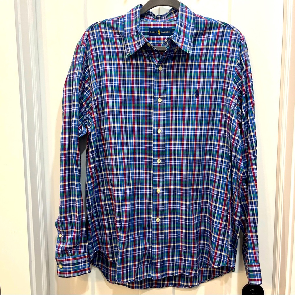 Ralph Lauren‎ Men’s 100% Cotton Stretch Button Up Casual Shirt Long Sleeve Sz L